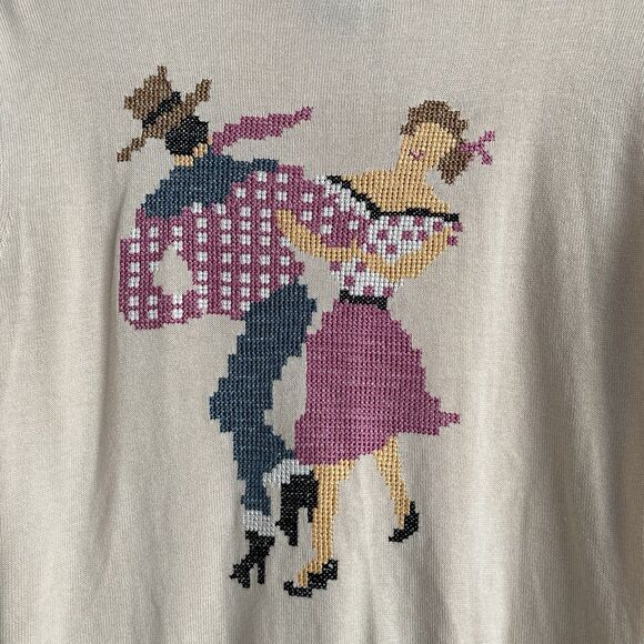 ModCloth Womens Dancing Embroidered Cardigan Sweater Size Medium Cotton Blend - Picture 8 of 10